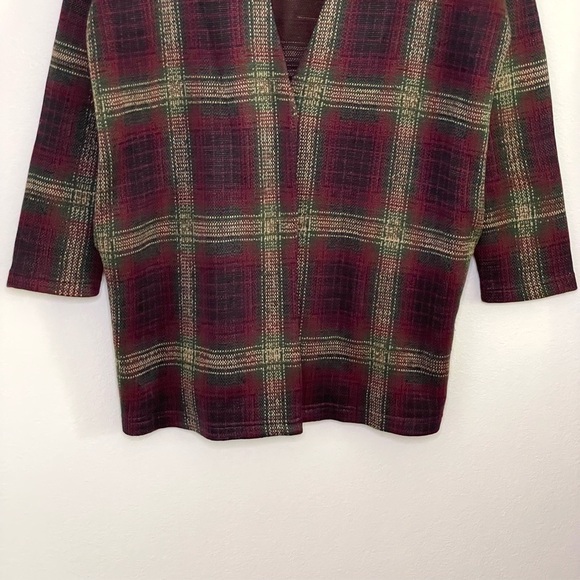 UNIF Nevermind Duster Oversized Tartan Plaid Cardigan Jacket Burgundy Small - Picture 9 of 16